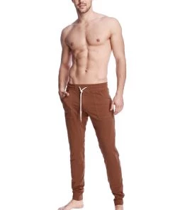 4-rth Long Cuffed Jogger & Yoga Sweat Pants (Chocolate Brown) MEN