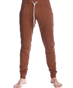 4-rth Long Cuffed Jogger & Yoga Sweat Pants (Chocolate Brown) MEN