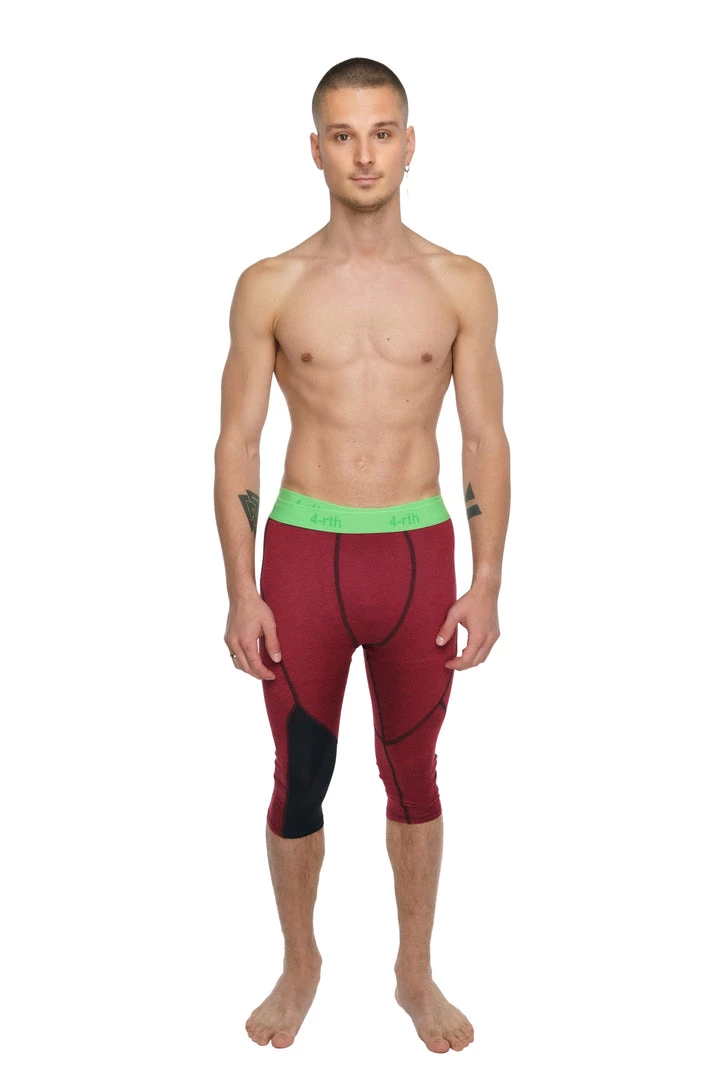 4-rth Performance Yoga Leggings - 3/4 (Brick Red Heather) MEN