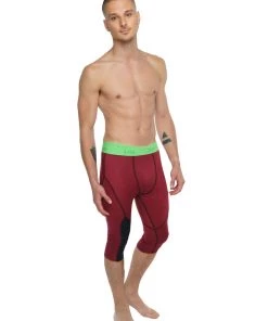 4-rth Performance Yoga Leggings - 3/4 (Brick Red Heather) MEN
