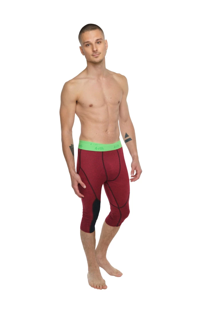 4-rth Performance Yoga Leggings - 3/4 (Brick Red Heather) MEN
