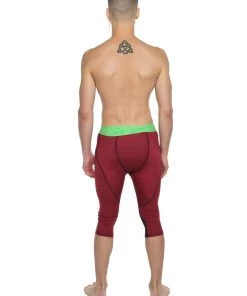 4-rth Performance Yoga Leggings - 3/4 (Brick Red Heather) MEN