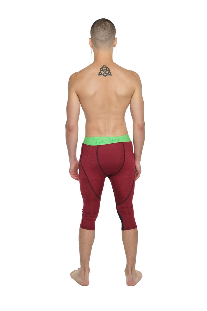 4-rth Performance Yoga Leggings - 3/4 (Brick Red Heather) MEN