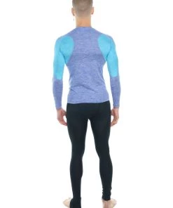 4-rth MEN Designer Raglan Crew-Neck Tee - Long Sleeve (Lavender W/Coral Accent)