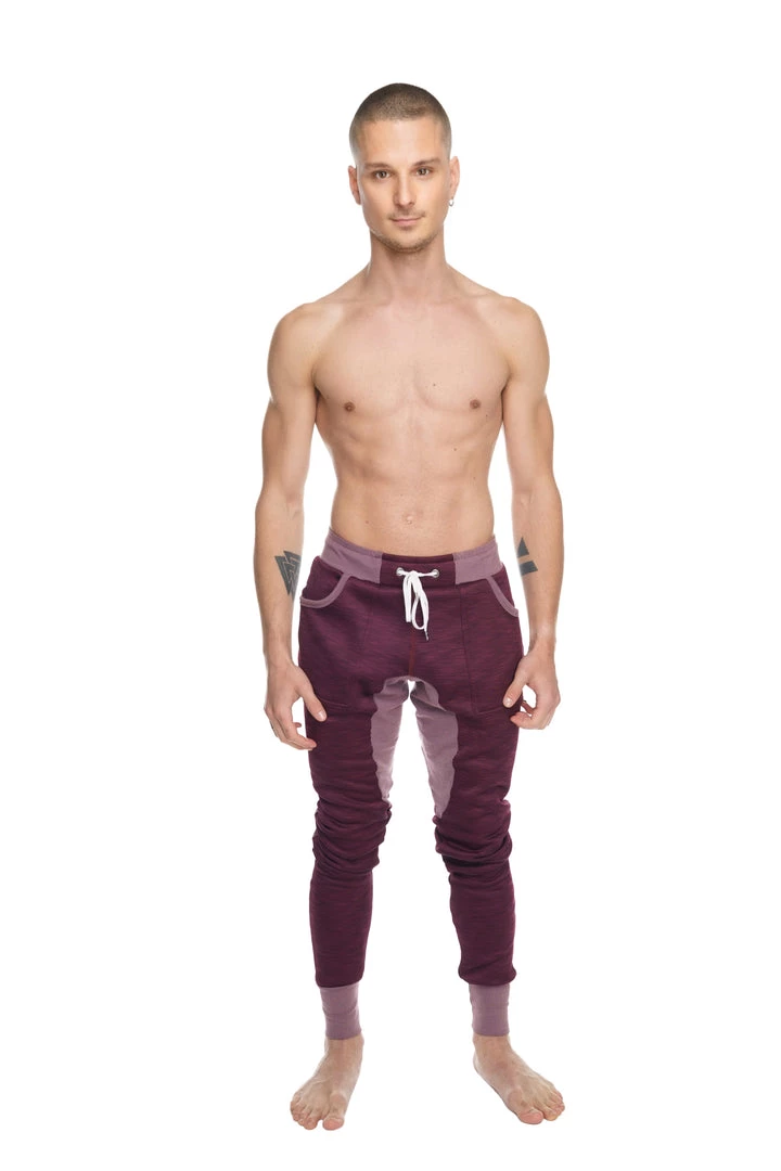 4-rth MEN **Winter Edition** Performance Fleece Long Cuffed Jogger & Yoga Sweat Pants (Plum Purple)