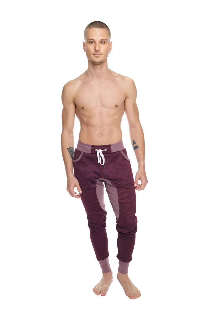 4-rth MEN **Winter Edition** Performance Fleece Long Cuffed Jogger & Yoga Sweat Pants (Plum Purple)