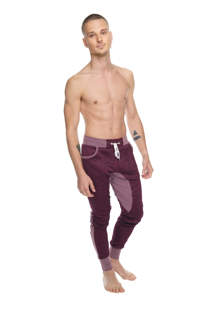 4-rth MEN **Winter Edition** Performance Fleece Long Cuffed Jogger & Yoga Sweat Pants (Plum Purple)