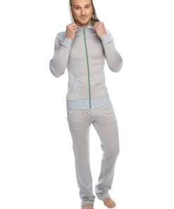 4-rth MEN **Winter Collection** Mid-Weight LUXURY-Performance Fleece Form-fit Crossover Yoga Track Hoodie (Stainless Steel Grey)