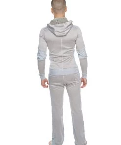 4-rth MEN **Winter Collection** Mid-Weight LUXURY-Performance Fleece Form-fit Crossover Yoga Track Hoodie (Stainless Steel Grey)