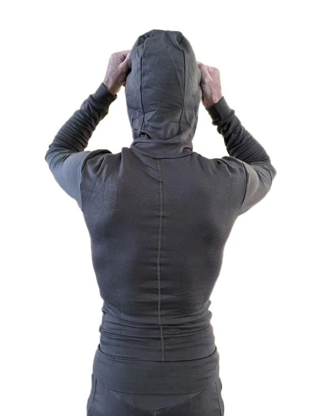 4-rth MEN **Winter Collection** Mid-Weight LUXURY-Fleece Form-fit Crossover Yoga Track Performance Hoodie (Army Green)