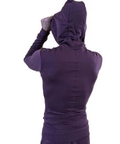 4-rth MEN **Winter Collection** Mid-Weight LUXURY-Fleece Form-fit Crossover Yoga Track Performance Hoodie (Burgundy)