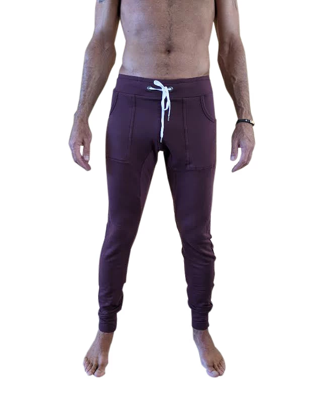 4-rth **Winter Edition** Performance Fleece Long Cuffed Jogger & Yoga Sweat Pants (Burgundy) MEN