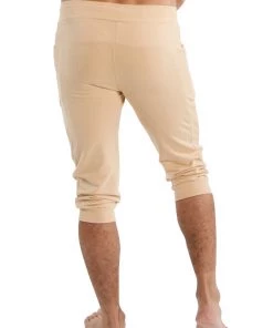 4-rth MEN Cuffed Yoga Pants (Solid Sand)