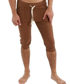 4-rth MEN Cuffed Yoga Pants (Solid Chocolate)