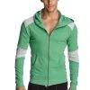 4-rth MEN Form-fit Crossover Yoga Track Performance Hoodie (Bamboo Green & Grey)