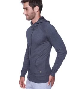 4-rth MEN Form-fit Crossover Yoga Track Performance Hoodie (Charcoal)