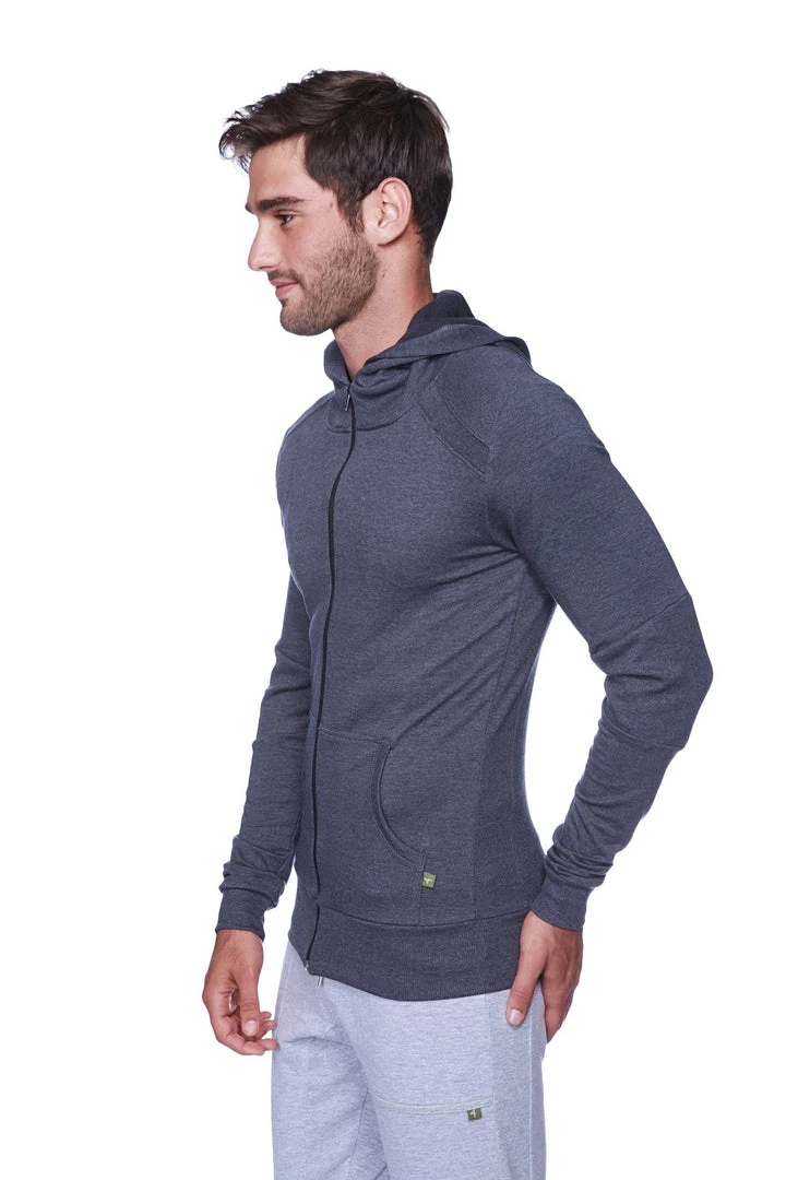 4-rth MEN Form-fit Crossover Yoga Track Performance Hoodie (Charcoal)