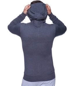 4-rth MEN Form-fit Crossover Yoga Track Performance Hoodie (Charcoal)