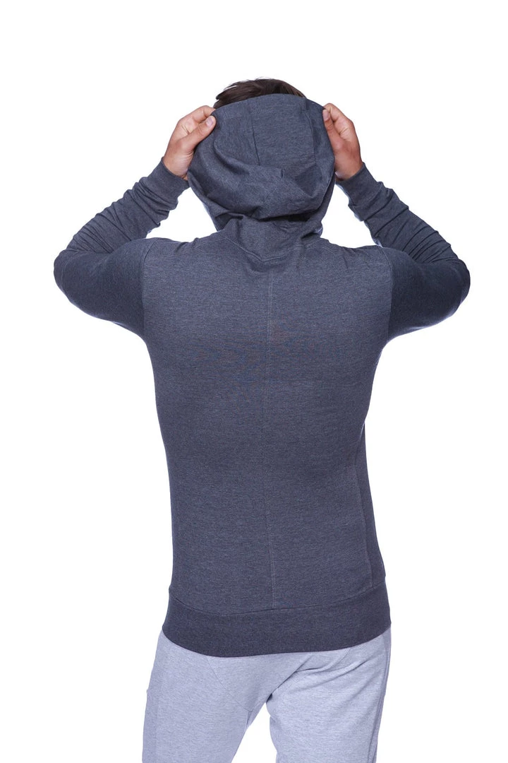 4-rth MEN Form-fit Crossover Yoga Track Performance Hoodie (Charcoal)