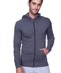 4-rth MEN Form-fit Crossover Yoga Track Performance Hoodie (Charcoal)