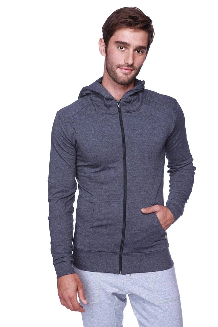 4-rth MEN Form-fit Crossover Yoga Track Performance Hoodie (Charcoal)
