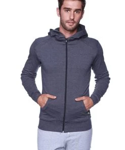 4-rth MEN Form-fit Crossover Yoga Track Performance Hoodie (Charcoal)