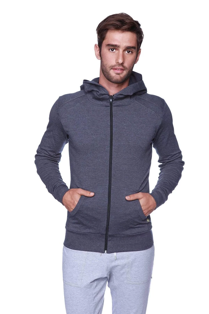 4-rth MEN Form-fit Crossover Yoga Track Performance Hoodie (Charcoal)