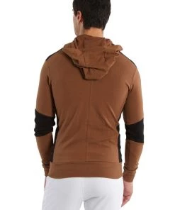 4-rth Form-fit Crossover Yoga Track Performance Hoodie (Chocolate W/Black) MEN
