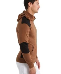 4-rth Form-fit Crossover Yoga Track Performance Hoodie (Chocolate W/Black) MEN