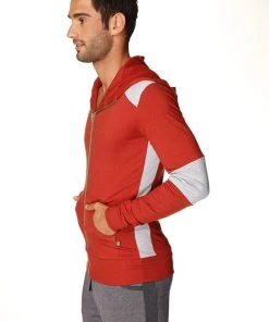 4-rth Form-fit Crossover Yoga Track Performance Hoodie (Cinnabar Grey)