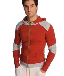 4-rth MEN Form-fit Crossover Yoga Track Performance Hoodie (Cinnabar Grey)