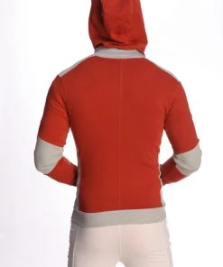 4-rth MEN Form-fit Crossover Yoga Track Performance Hoodie (Cinnabar Grey)