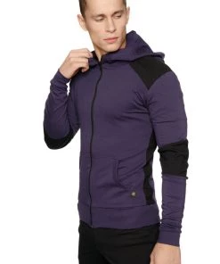 4-rth MEN Form-fit Crossover Yoga Track Performance Hoodie (Eggplant & Black)