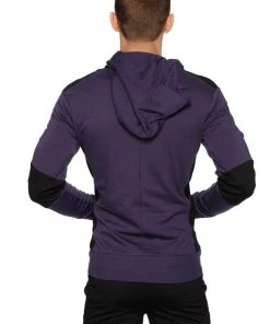 4-rth MEN Form-fit Crossover Yoga Track Performance Hoodie (Eggplant & Black)