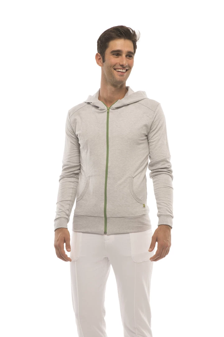 4-rth Form-fit Crossover Yoga Track Performance Hoodie (Heather Gray) MEN