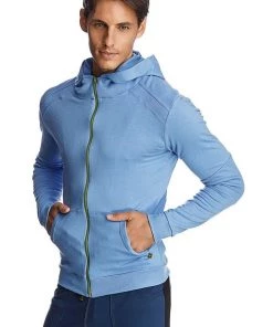 4-rth Form-fit Crossover Yoga Track Performance Hoodie (Ice Blue)