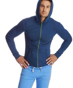 4-rth Form-fit Crossover Yoga Track Performance Hoodie (Royal) MEN