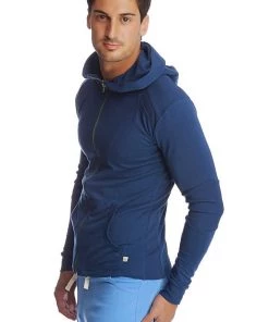 4-rth Form-fit Crossover Yoga Track Performance Hoodie (Royal) MEN