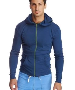 4-rth Form-fit Crossover Yoga Track Performance Hoodie (Royal) MEN
