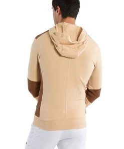 4-rth Form-fit Crossover Yoga Track Performance Hoodie (Sand W/Chocolate) MEN