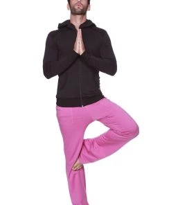 4-rth Form-fit Crossover Yoga Track Performance Hoodie (Solid Black W/Black Zipper)