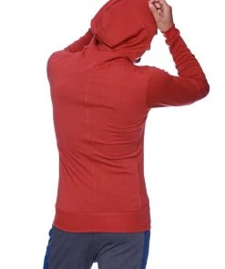 4-rth Form-fit Crossover Yoga Track Performance Hoodie (Solid Cinnabar)