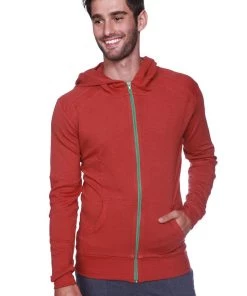 4-rth Form-fit Crossover Yoga Track Performance Hoodie (Solid Cinnabar)