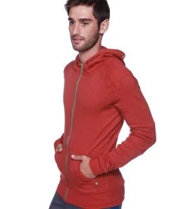 4-rth Form-fit Crossover Yoga Track Performance Hoodie (Solid Cinnabar)