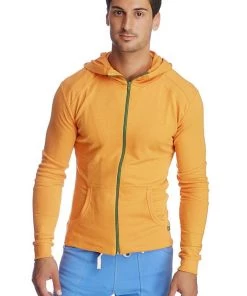 4-rth Form-fit Crossover Yoga Track Performance Hoodie (Sun Orange) MEN