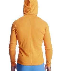4-rth Form-fit Crossover Yoga Track Performance Hoodie (Sun Orange) MEN