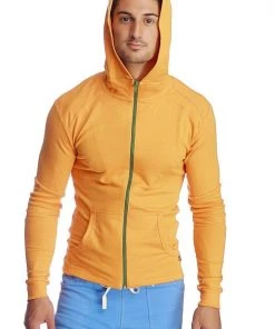 4-rth Form-fit Crossover Yoga Track Performance Hoodie (Sun Orange) MEN