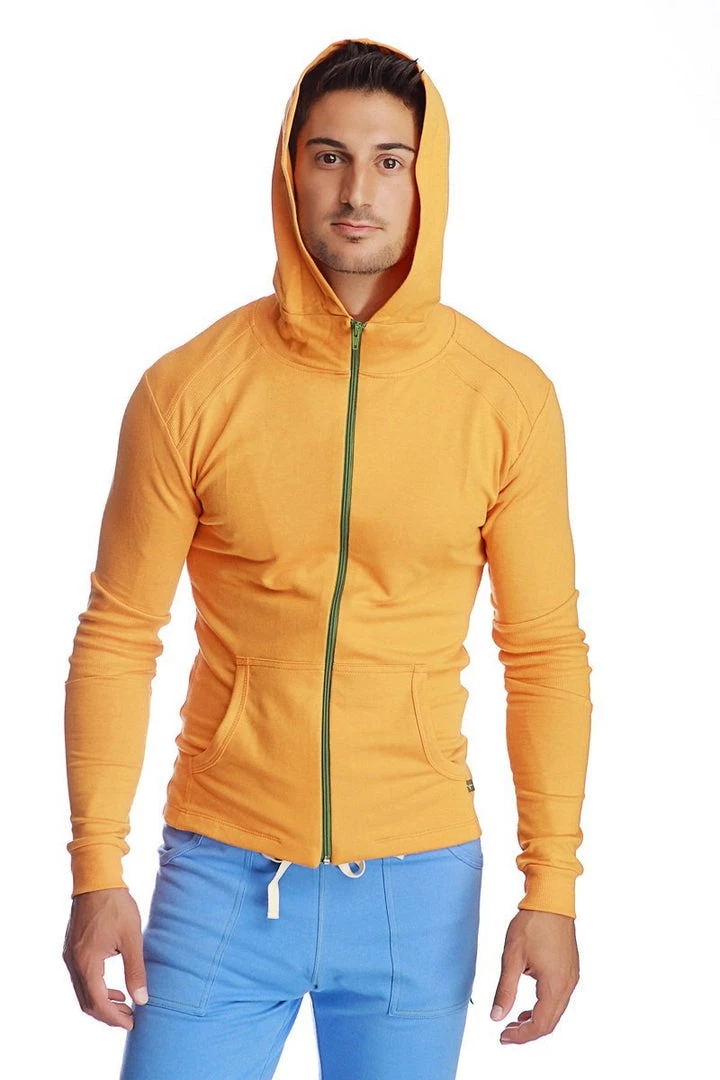 4-rth Form-fit Crossover Yoga Track Performance Hoodie (Sun Orange) MEN