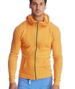 4-rth Form-fit Crossover Yoga Track Performance Hoodie (Sun Orange) MEN