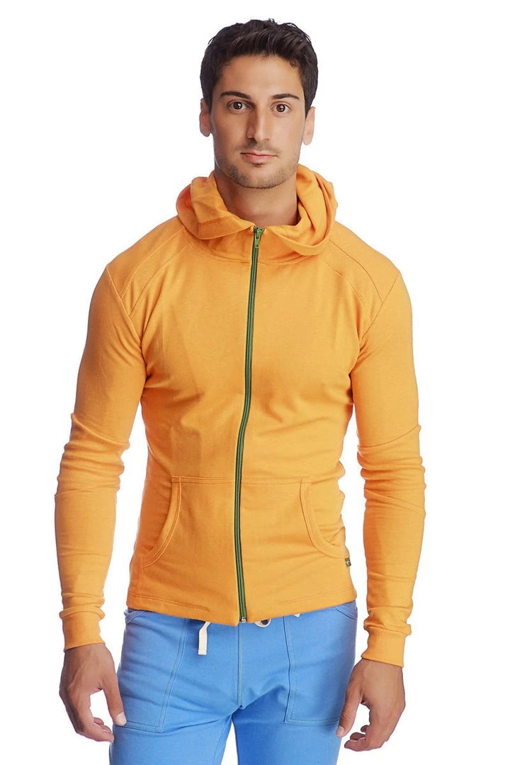 4-rth Form-fit Crossover Yoga Track Performance Hoodie (Sun Orange) MEN